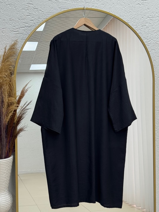 Gülfeza Uzun Çilek Kimono-AS2456 Siyah