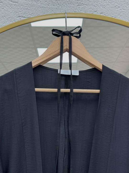 Gülfeza Uzun Çilek Kimono-AS2456 Siyah