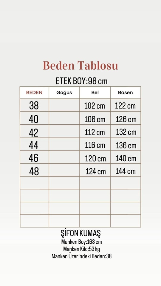 Güliz Nakışlı Astarlı Şifon Etek-AA3319.1 Beyaz