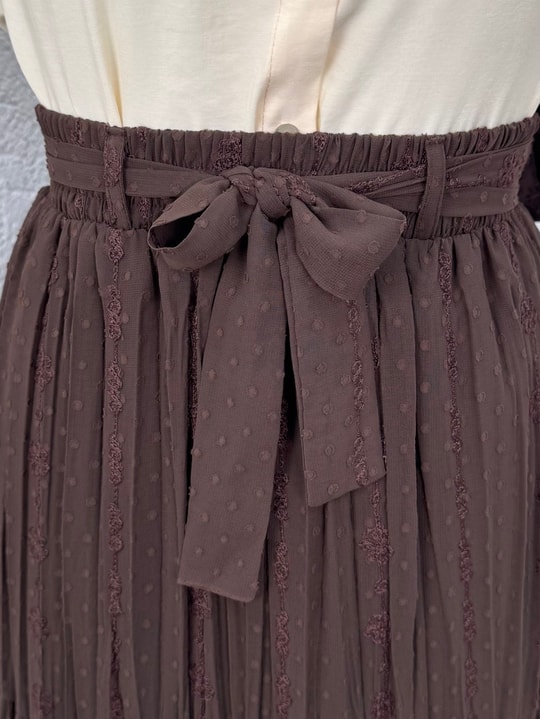 Güliz Nakışlı Astarlı Şifon Etek-AA3319.1 Kahve