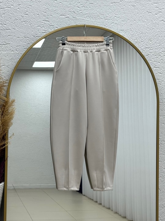 Gülruh Skuba Altı Pensli Pantolon-MT7499 Taş