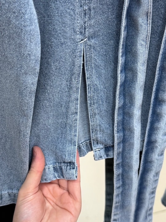 Günce Yırtmaçlı Arkadan Bağlamalı Etekli Kot Takım-ML2136 Mavi