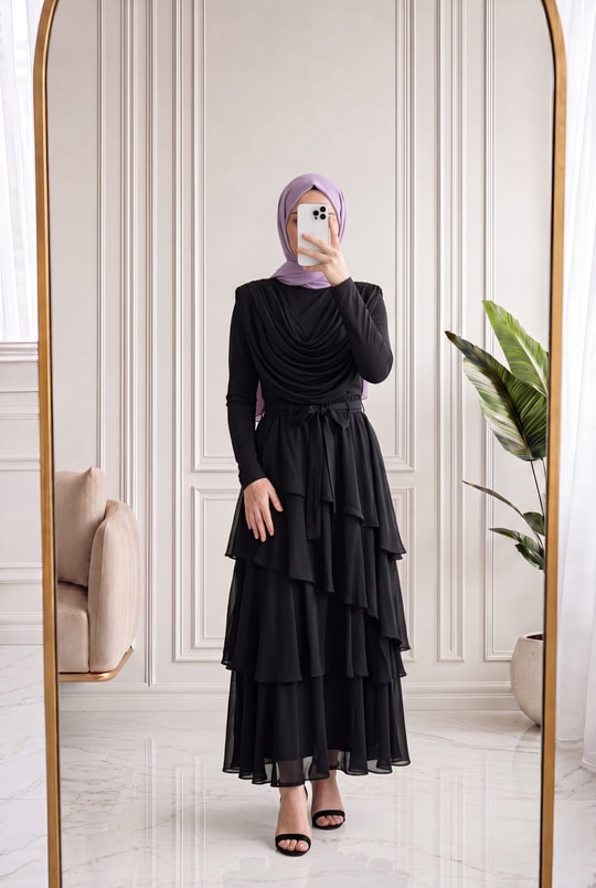 Güzay Çapraz Fırfırlı Tül Etek-AA4576.1 Siyah