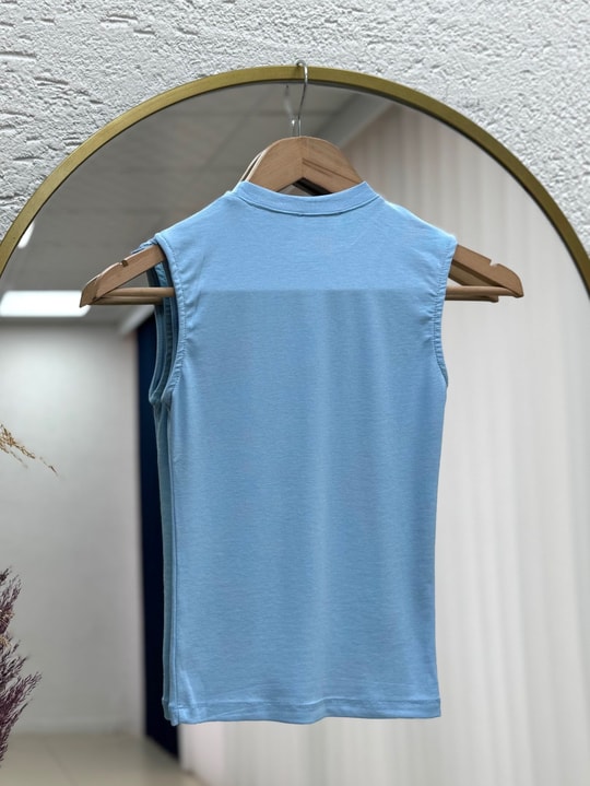 Güzin Sıfır Kol Düz Badi-CI8597 Bebe Mavisi