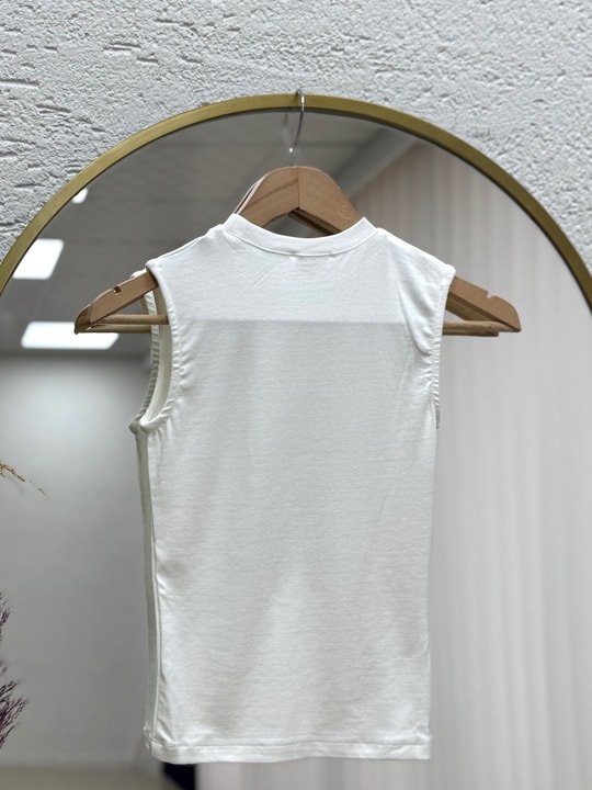 Güzin Sıfır Kol Düz Badi-CI8597 Ekru