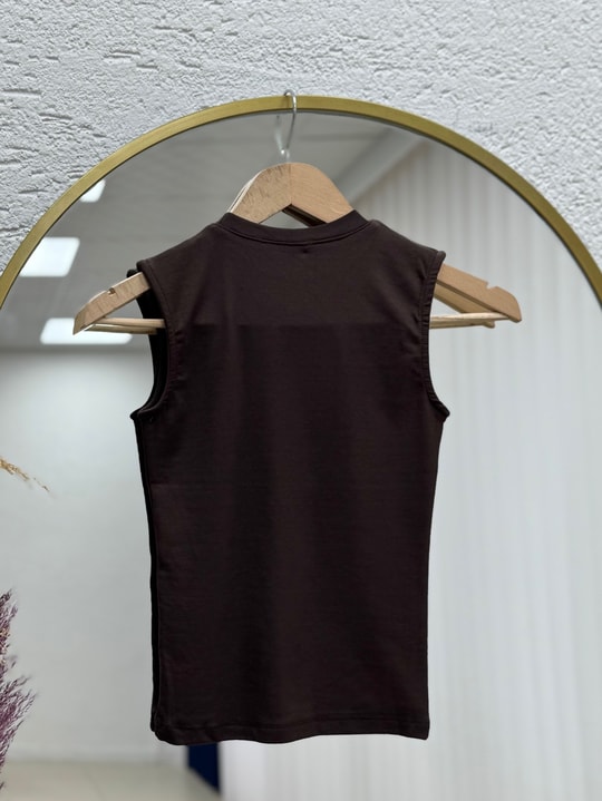 Güzin Sıfır Kol Düz Badi-CI8597 Kahve