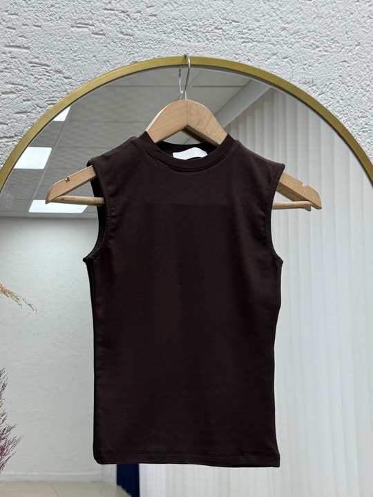 Güzin Sıfır Kol Düz Badi-CI8597 Kahve