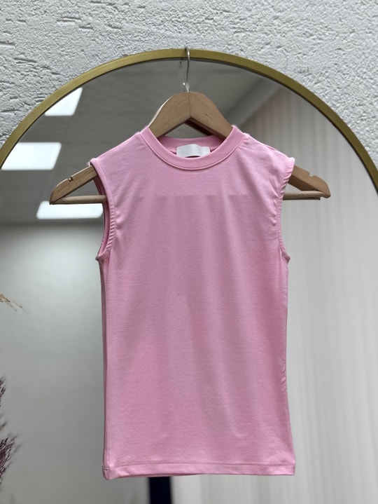 Güzin Sıfır Kol Düz Badi-CI8597 Pembe