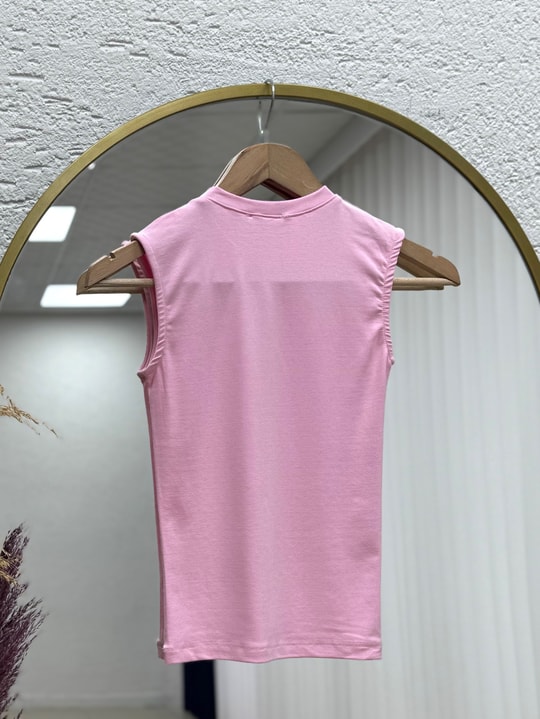 Güzin Sıfır Kol Düz Badi-CI8597 Pembe