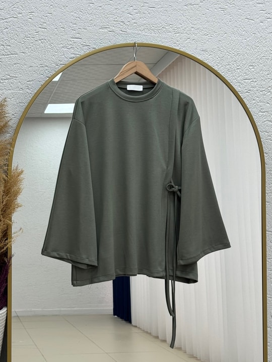 Habibe Yandan Bağlamalı Tunik-NA918 Haki