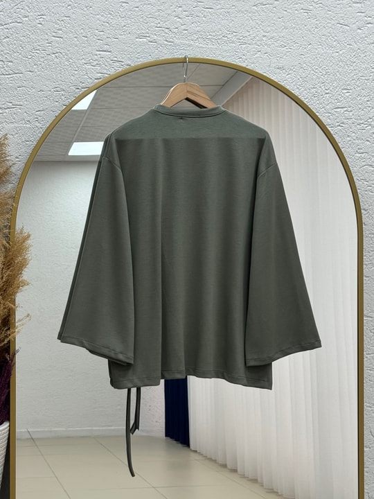 Habibe Yandan Bağlamalı Tunik-NA918 Haki