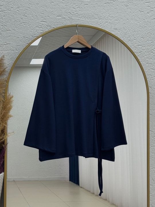 Habibe Yandan Bağlamalı Tunik-NA918 Lacivert