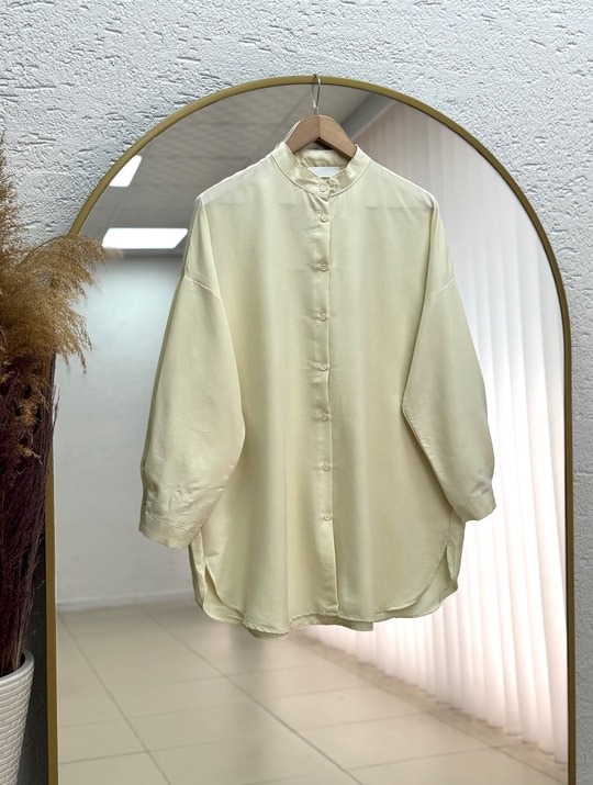 Halide Hakim Yaka Basic Gömlek-EU3201 Sarı