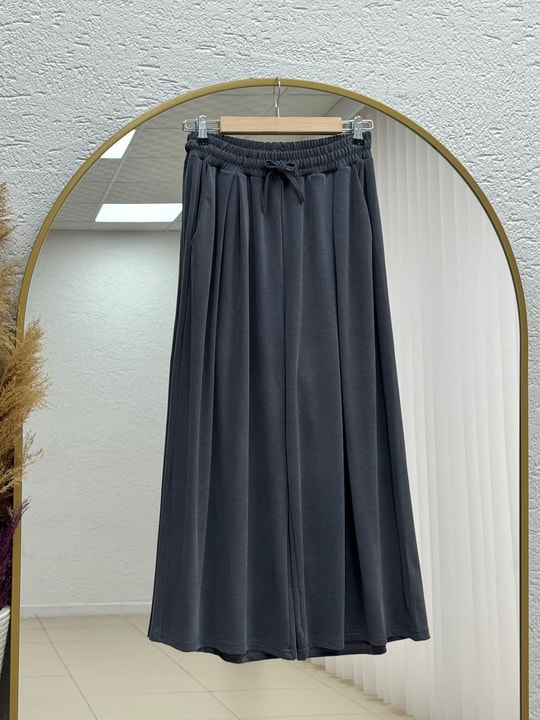 Hanzade İpli Pike Etek Pantolon-BY5050 Antrasit
