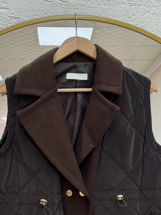 Hayrunisa Sıkmalı Uzun Şişme Yelek-EN2223 Kahve