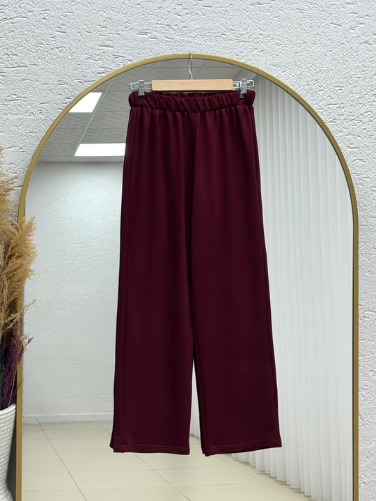 Hümacan Yanları Fermuarlı Pantolonlu Takım-ZN899 Bordo