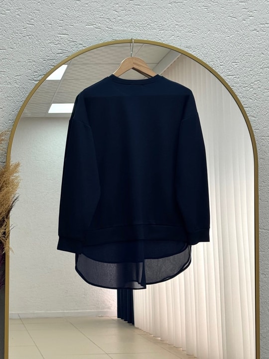 Hümanaz Altı Şifonlu Tunik-ZN3226 Lacivert