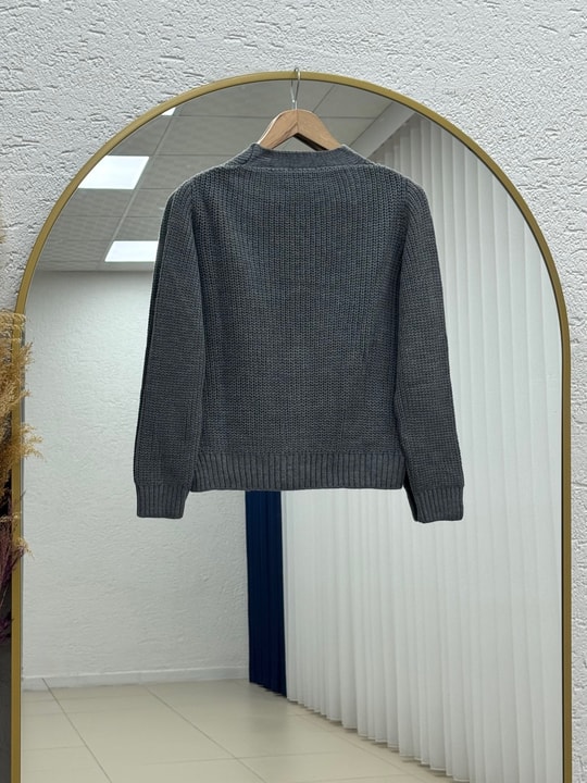Hümaperi 3 Düğmeli Kısa Triko Hırka-Zİ5022 Antrasit