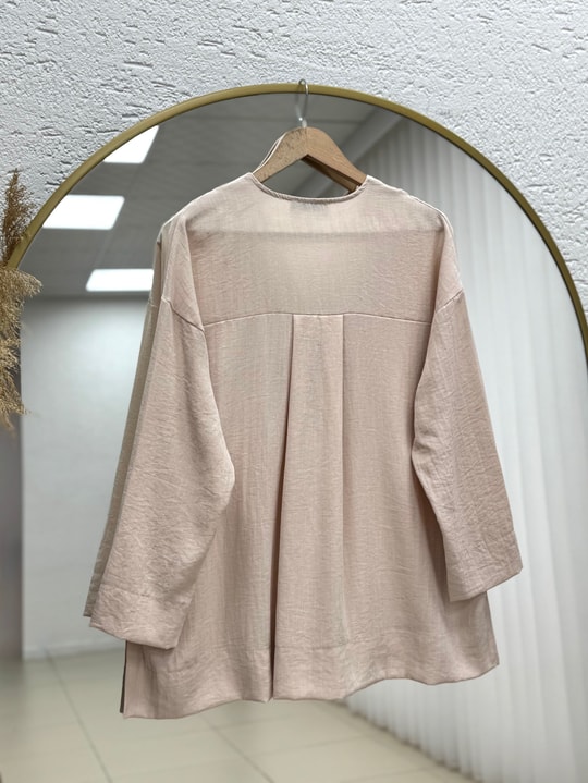 Hümay Tek Cepli Keten Gömlek-BN4234 Taş