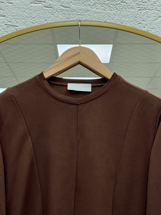 Hümayşah Arkası Bağlamalı Önü Dikişli Tunik-SS13261 Kahve