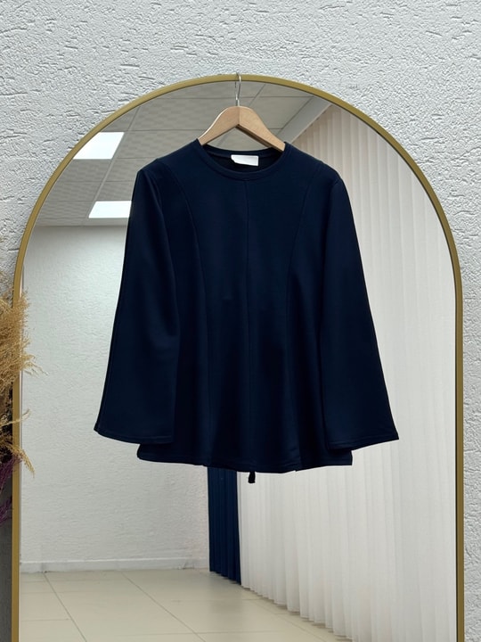 Hümayşah Arkası Bağlamalı Önü Dikişli Tunik-SS13261 Lacivert