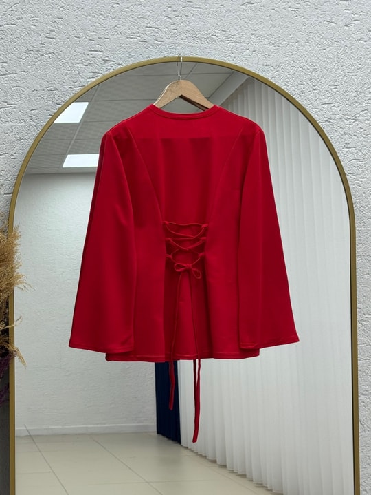 Hümayşah Arkası Bağlamalı Önü Dikişli Tunik-SS13261 Kırmızı