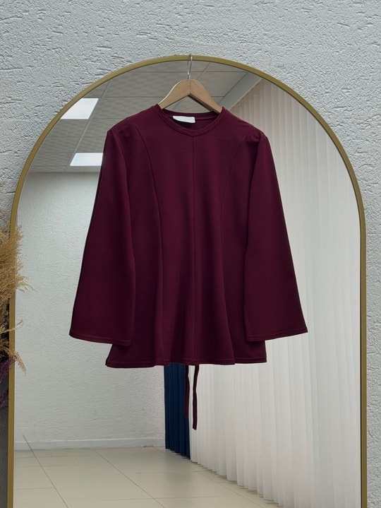 Hümayşah Arkası Bağlamalı Önü Dikişli Tunik-SS13261 Bordo