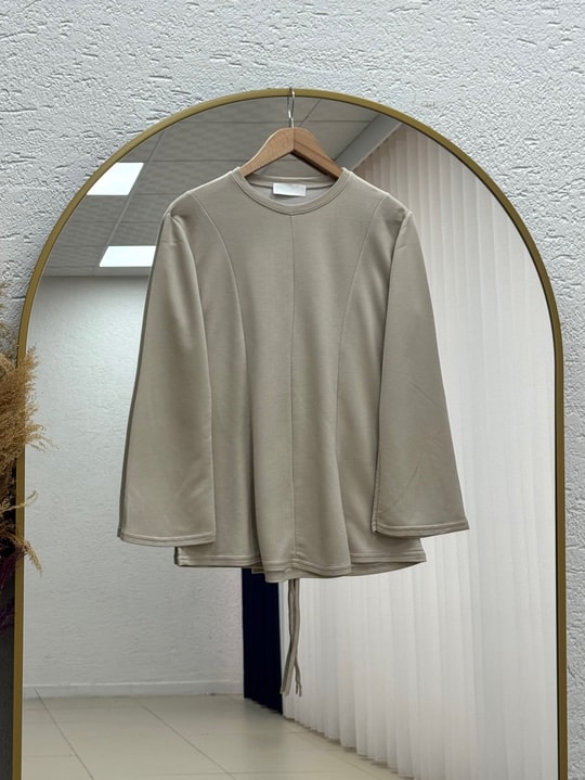 Hümayşah Arkası Bağlamalı Önü Dikişli Tunik-SS13261 Bej
