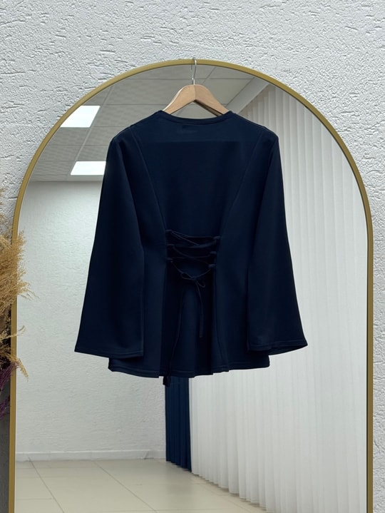 Hümayşah Arkası Bağlamalı Önü Dikişli Tunik-SS13261 Lacivert
