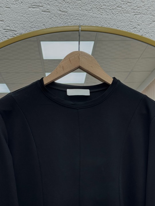 Hümayşah Arkası Bağlamalı Önü Dikişli Tunik-SS13261 Siyah
