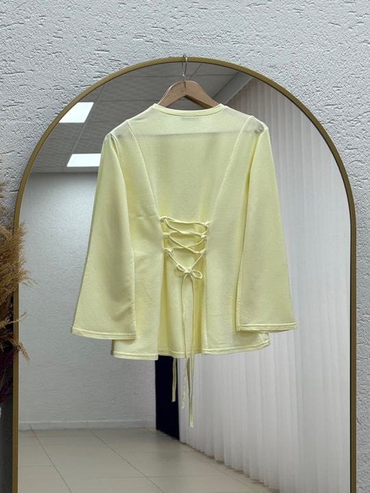 Hümayşah Arkası Bağlamalı Önü Dikişli Tunik-SS13261 Sarı