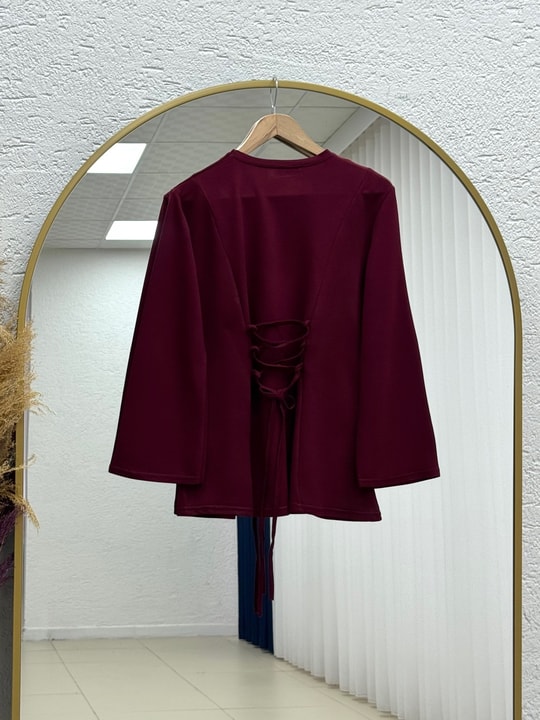 Hümayşah Arkası Bağlamalı Önü Dikişli Tunik-SS13261 Bordo