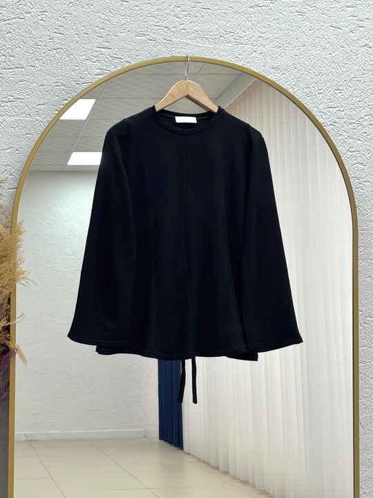 Hümayşah Arkası Bağlamalı Önü Dikişli Tunik-SS13261 Siyah