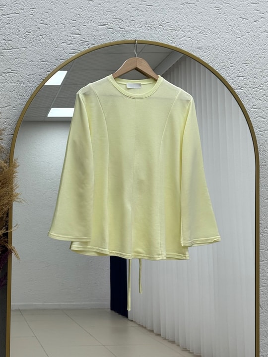 Hümayşah Arkası Bağlamalı Önü Dikişli Tunik-SS13261 Sarı