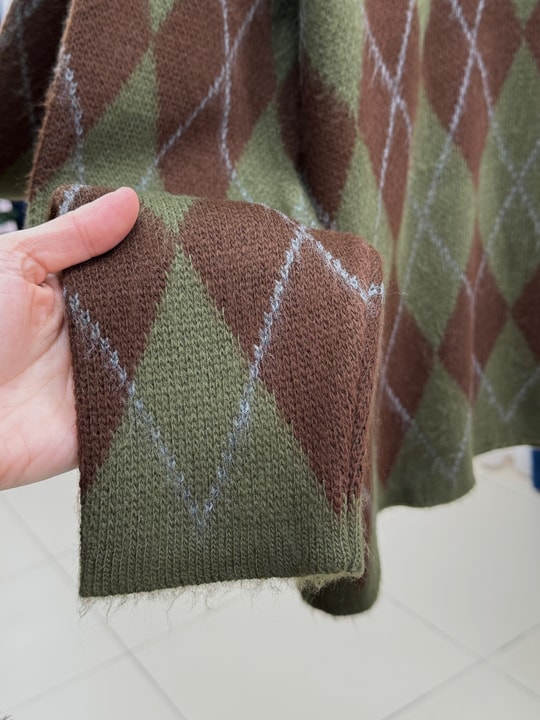 İlknur Polo Yaka Baklava Desen Kazak KR5072-Zİ5593 Haki