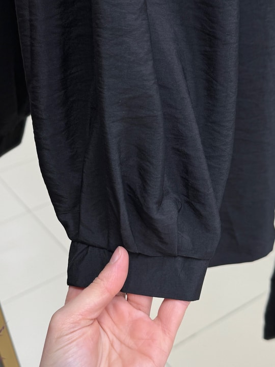 Işık Kolu Lastikli Önü Düğmeli Pantolonlu Takım-BN4401 Siyah