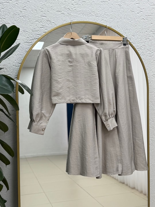 Janset Robalı Fiyonklu Etekli Takım-FA1055 Taş