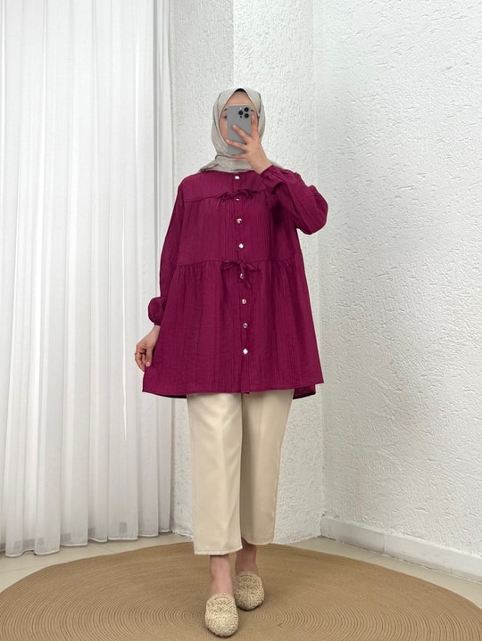 Kamelya Biyeli Çingene Gömlek-NA799 Bordo