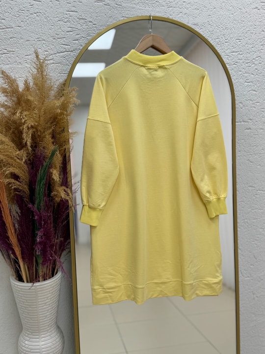 Karessa Dikiş Detaylı Uzun Sweatshirt-EU3072 Sarı