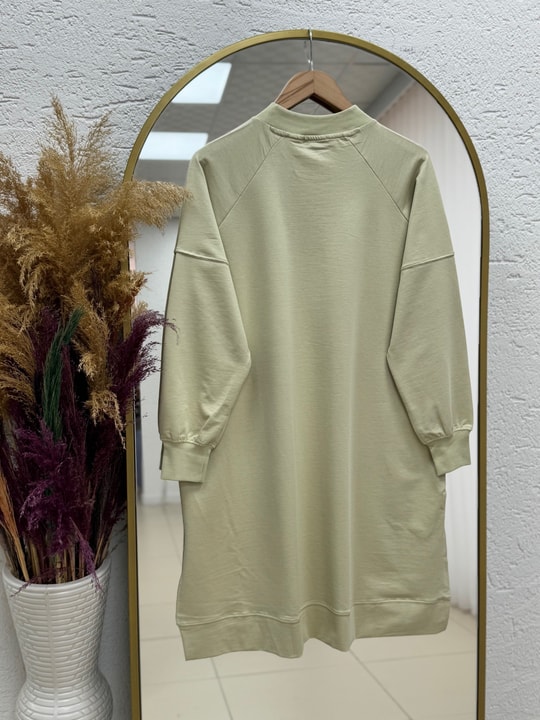 Karessa Dikiş Detaylı Uzun Sweatshirt-EU3072 Mint