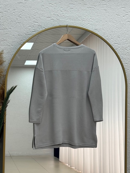 Laleay Zarif 5 Papatya Nakışlı Bluz-SS13148 Gri