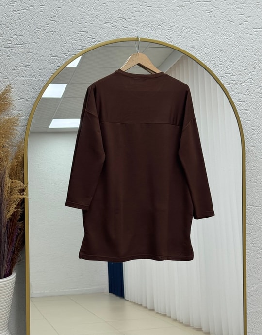 Laleay Zarif 5 Papatya Nakışlı Bluz-SS13148 Kahve
