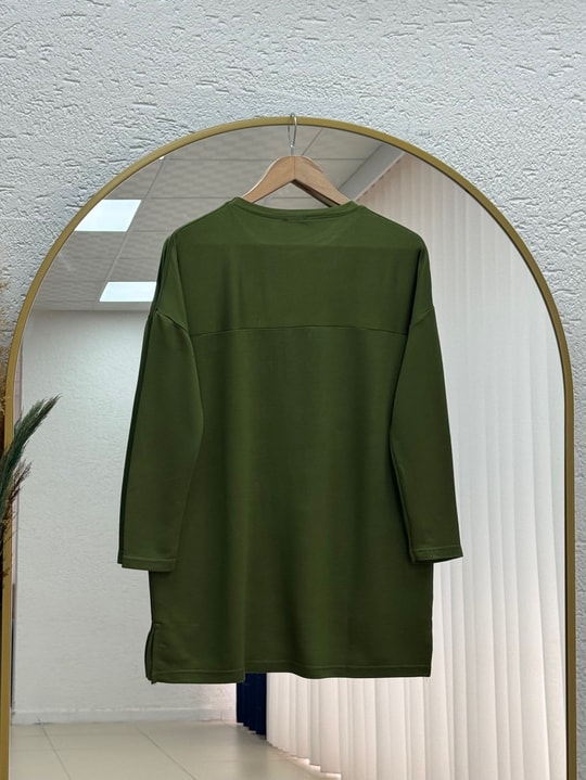 Laleay Zarif 5 Papatya Nakışlı Bluz-SS13148 Haki