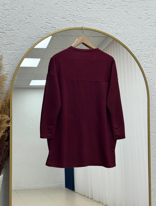 Laleay Zarif 5 Papatya Nakışlı Bluz-SS13148 Bordo