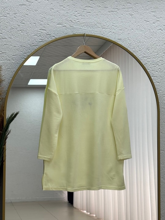 Laleay Zarif 5 Papatya Nakışlı Bluz-SS13148 Sarı