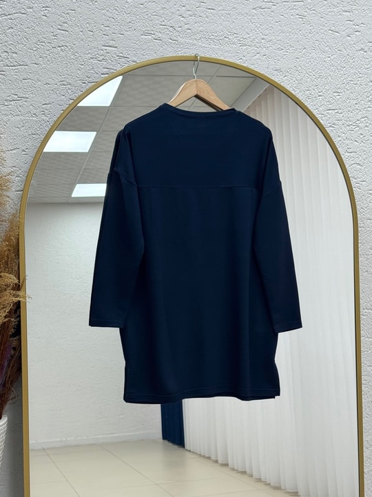 Laleay Zarif 5 Papatya Nakışlı Bluz-SS13148 Lacivert