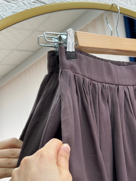 Lalin Çift Cepli Beli Lastikli Kırışık Etek-BY5037 Aci Kahve