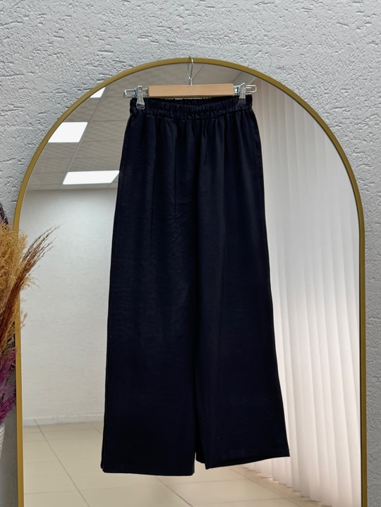 Laliz Tuniği Düğmeli Bol Paça Pantolonlu Takım-NL816 Siyah