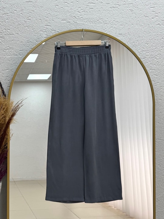 Laliz Tuniği Düğmeli Bol Paça Pantolonlu Takım-NL816 Gri