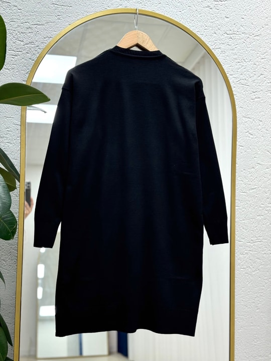 Lamista Kendinden Geçişli Soğuk İp Tunik-SY3190 Siyah